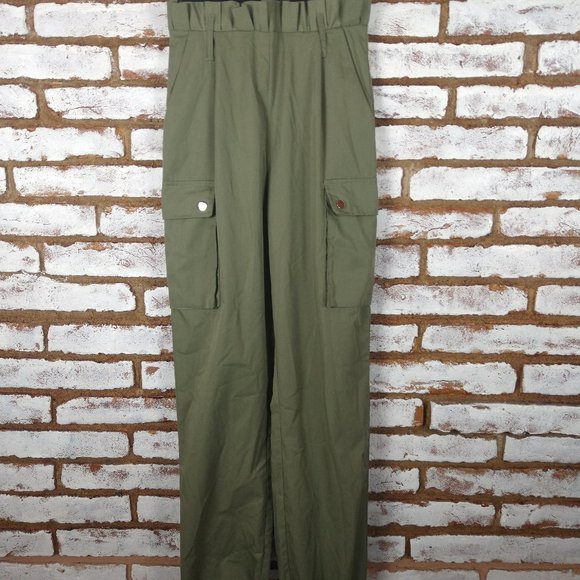 Fashion Nova ROMPER JUMPSUIT Khaki Green Black Top - Picture 3 of 7